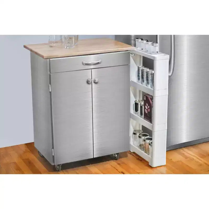 Chariot de rangement fin à 3 niveaux avec roulettes – Gain de place, sans outils, blanc