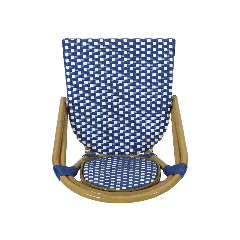 Christopher Knight Home Chaises de café françaises d'extérieur Remi, lot de 4 - Bleu/Blanc/Bambou