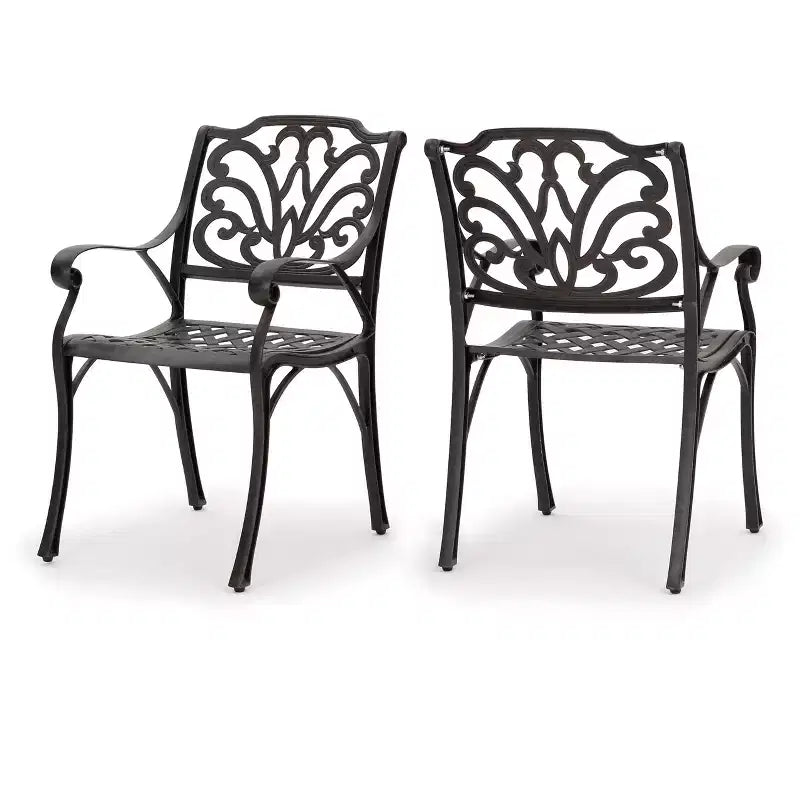 Alfresco Set of 2 Cast Aluminum Dining Chairs: Sturdy, Weather-Resistant - Christopher Knight Home