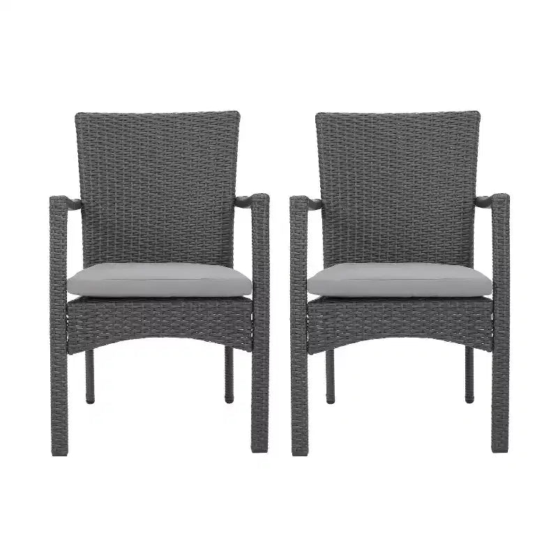 Corsica Set of 2 Wicker Dining Chair with Cushions: Weather-Resistant & UV-Protected - Christopher Knight Home
