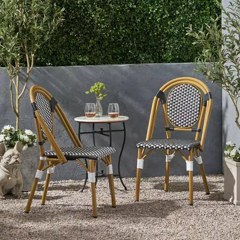 Christopher Knight Home Lot de 2 chaises de café d'extérieur françaises Remi : Résistantes aux UV et à l'eau, cadre en aluminium