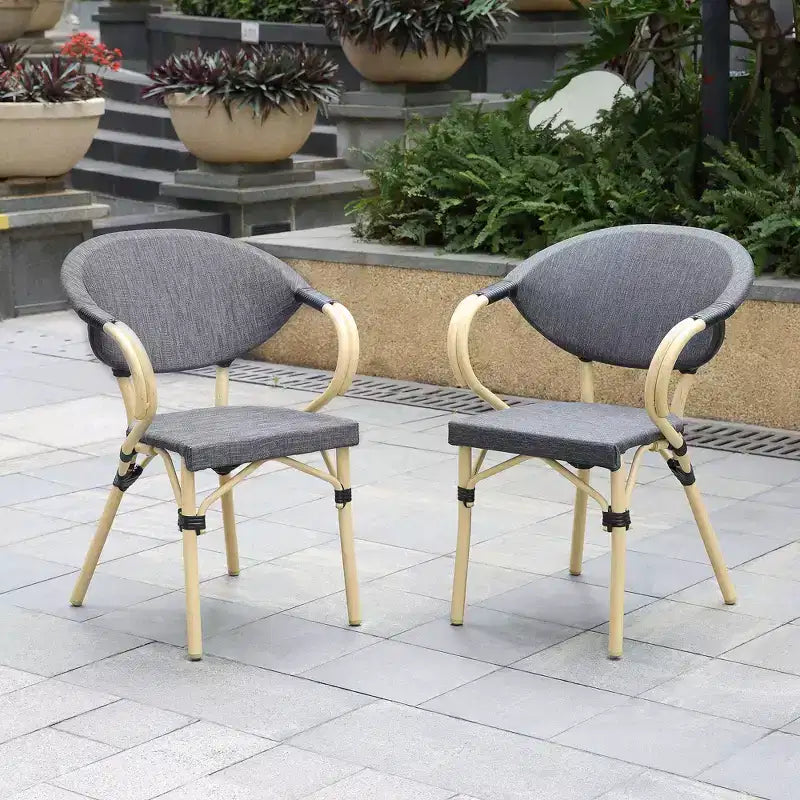 Ansa 2pk Outdoor Wicker Arm Chairs - Dark Gray - miBasics: Aluminum Frame, Water-Resistant, 250lb Capacity