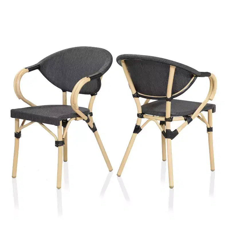 Fauteuils en osier d'extérieur Ansa (paquet de 2) - Gris foncé - miBasics : cadre en aluminium, résistant à l'eau, capacité de 113 kg