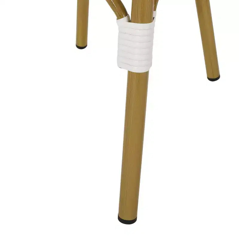 Christopher Knight Home Louna Lot de 4 chaises de bistrot d'extérieur avec finition bambou – Bleu/Blanc