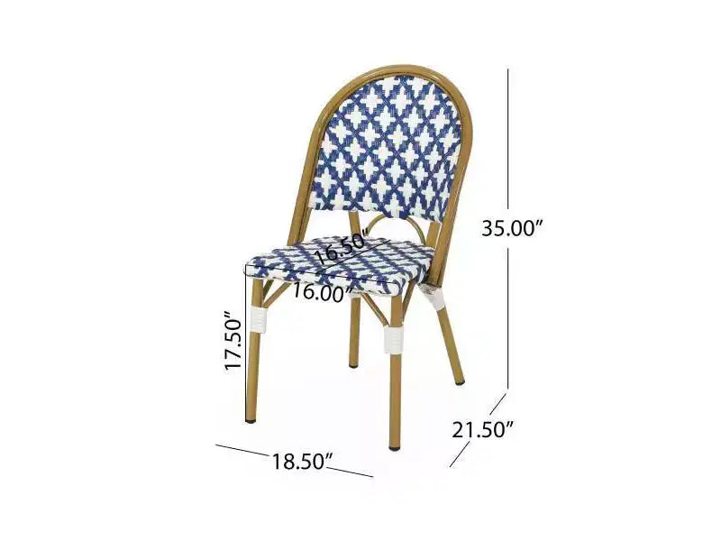 Christopher Knight Home Louna Lot de 4 chaises de bistrot d'extérieur avec finition bambou – Bleu/Blanc