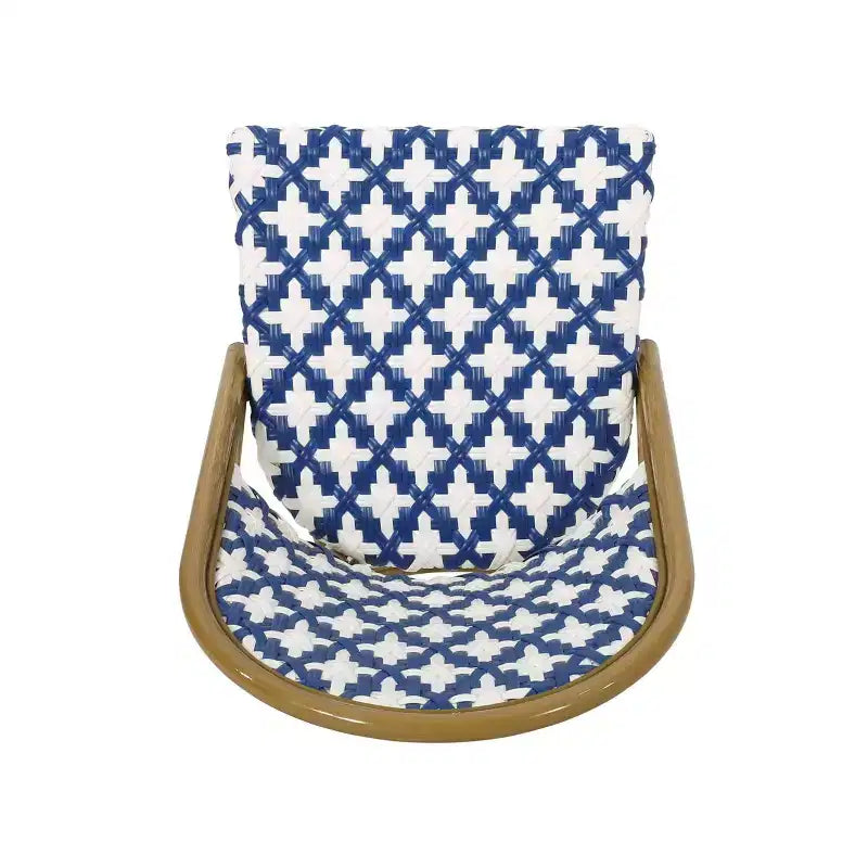 Christopher Knight Home Louna Lot de 4 chaises de bistrot d'extérieur avec finition bambou – Bleu/Blanc