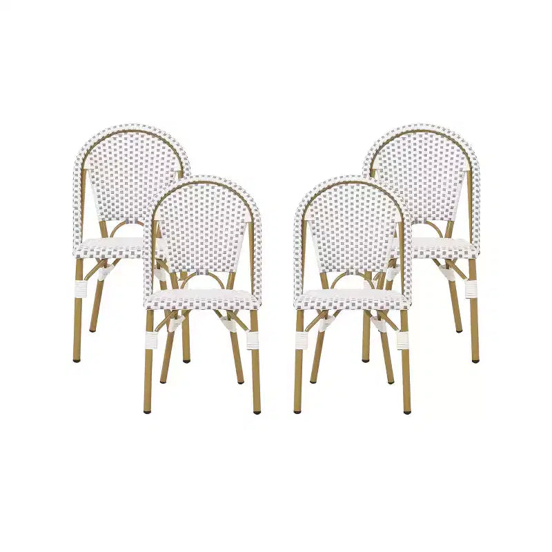 Christopher Knight Home Elize 4pk Outdoor French Cafe Chairs - Gray/White/Bamboo