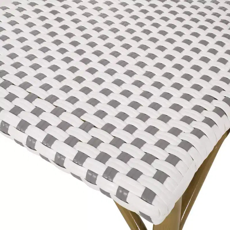 Christopher Knight Home Elize, lot de 4 chaises de café françaises d'extérieur – Gris/Blanc/Bambou
