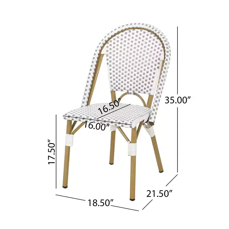 Christopher Knight Home Elize, lot de 4 chaises de café françaises d'extérieur – Gris/Blanc/Bambou