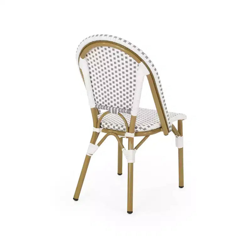 Christopher Knight Home Elize, lot de 4 chaises de café françaises d'extérieur – Gris/Blanc/Bambou