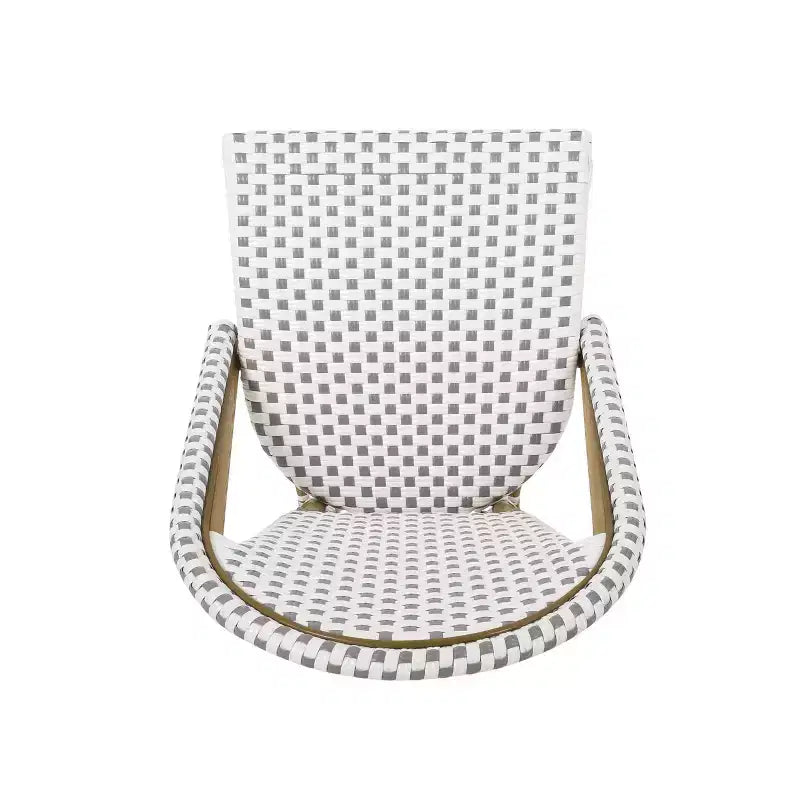Christopher Knight Home Elize, lot de 4 chaises de café françaises d'extérieur – Gris/Blanc/Bambou