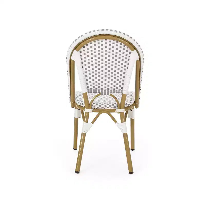 Christopher Knight Home Elize, lot de 4 chaises de café françaises d'extérieur – Gris/Blanc/Bambou