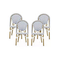 Christopher Knight Home Elize 4pk Outdoor French Cafe Chairs - Blue/White/Bamboo