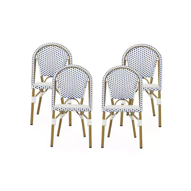 Christopher Knight Home Elize 4pk Outdoor French Cafe Chairs - Blue/White/Bamboo