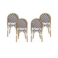 Christopher Knight Home Louna 4pk Outdoor French Cafe Chairs - Black/White/Bamboo