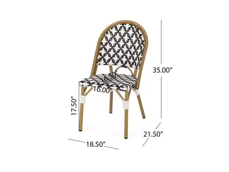 Christopher Knight Home Louna Chaises de café de style français d'extérieur, lot de 4 - Noir/Blanc/Bambou
