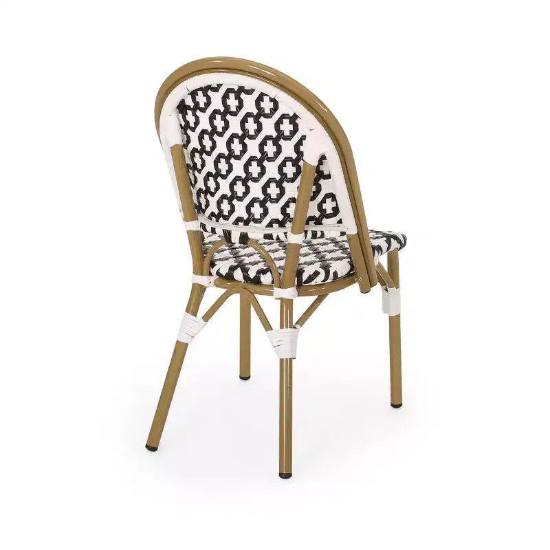 Christopher Knight Home Louna Chaises de café de style français d'extérieur, lot de 4 - Noir/Blanc/Bambou