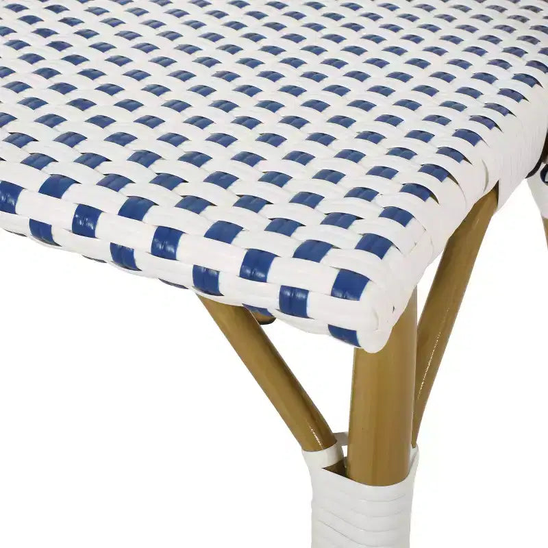 Christopher Knight Home Elize, lot de 2 chaises de café d'extérieur de style français – Bleu/Blanc/Bambou