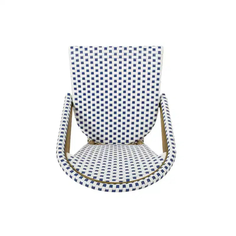 Christopher Knight Home Elize, lot de 2 chaises de café d'extérieur de style français – Bleu/Blanc/Bambou