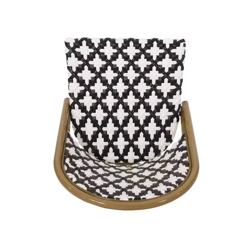 Christopher Knight Home Louna, Lot de 2 Chaises de Café Françaises d'Extérieur avec Finition Bambou - Noir/Blanc