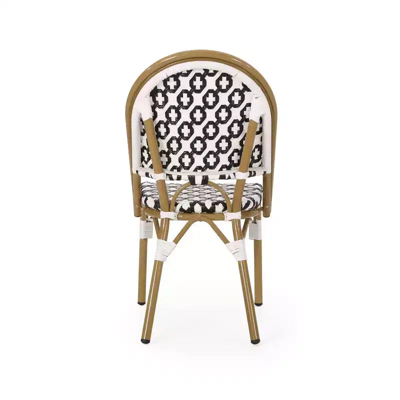 Christopher Knight Home Louna, Lot de 2 Chaises de Café Françaises d'Extérieur avec Finition Bambou - Noir/Blanc
