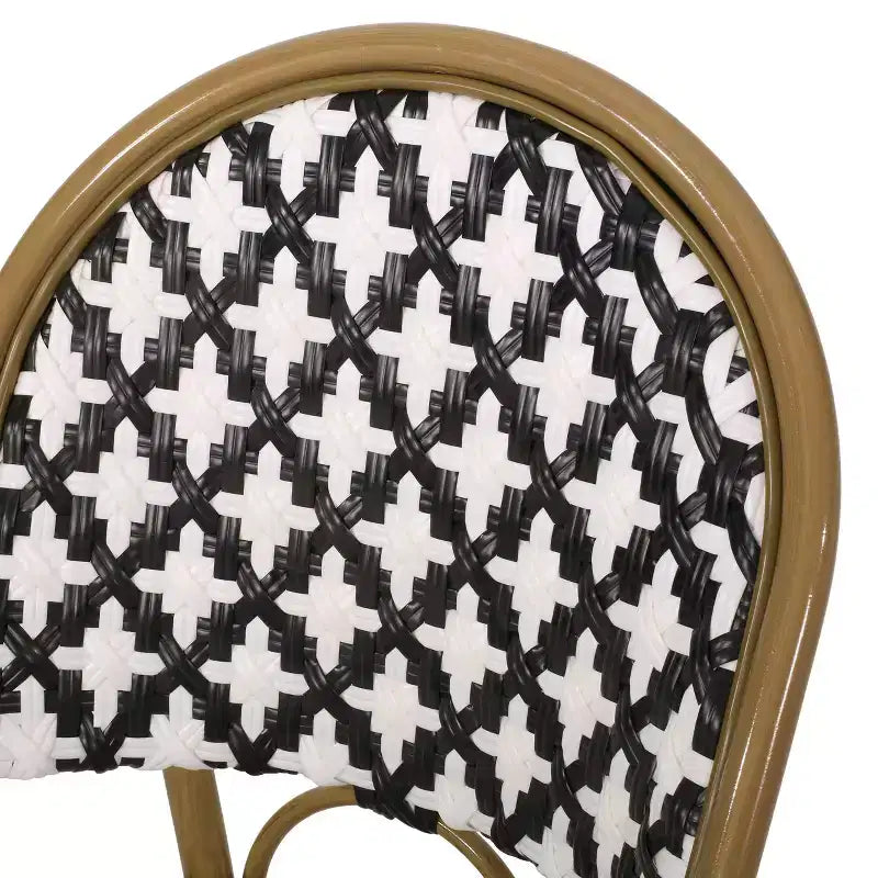 Christopher Knight Home Louna, Lot de 2 Chaises de Café Françaises d'Extérieur avec Finition Bambou - Noir/Blanc