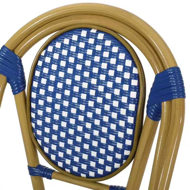 Christopher Knight Home Remi Lot de 2 chaises de café d'extérieur - Bleu/blanc/bambou