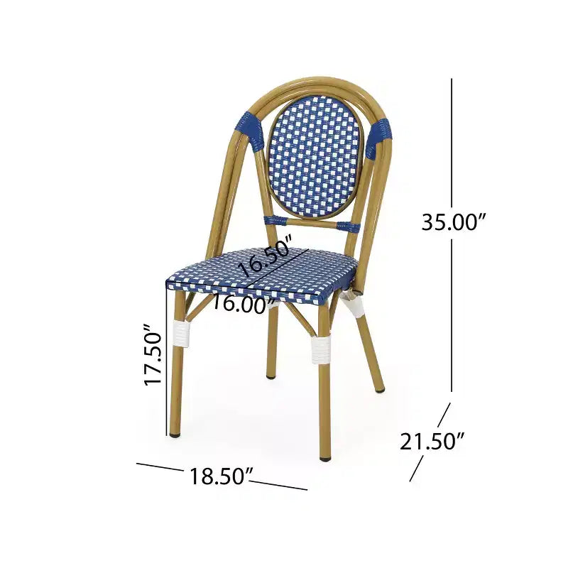 Christopher Knight Home Remi Lot de 2 chaises de café d'extérieur - Bleu/blanc/bambou