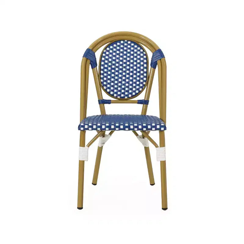 Christopher Knight Home Remi Lot de 2 chaises de café d'extérieur - Bleu/blanc/bambou