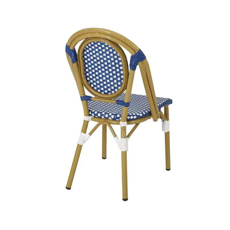 Christopher Knight Home Remi Lot de 2 chaises de café d'extérieur - Bleu/blanc/bambou