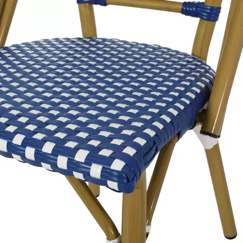 Christopher Knight Home Remi Lot de 2 chaises de café d'extérieur - Bleu/blanc/bambou