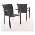 Dover 2pk Wicker Armed Stacking Chairs - Brown - Christopher Knight Home: Patio Dining, Weather-Resistant Aluminum Frame