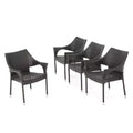 Mirage 4pk Wicker Stacking Chairs - Brown - Christopher Knight Home: Weather-Resistant Iron Frame Patio Seating