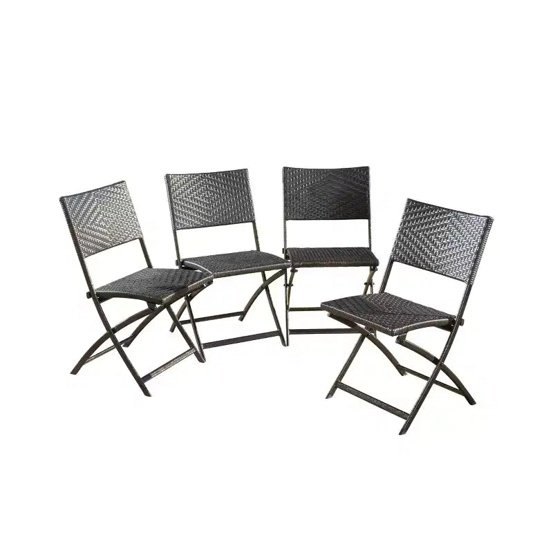 El Paso Set of 4 Wicker Patio Folding Chairs: Weather-Resistant, UV-Protected - Christopher Knight Home