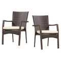 Corsica Set of 2 Wicker Dining Chair with Cushion: Water-Resistant, UV-Resistant - Christopher Knight Home