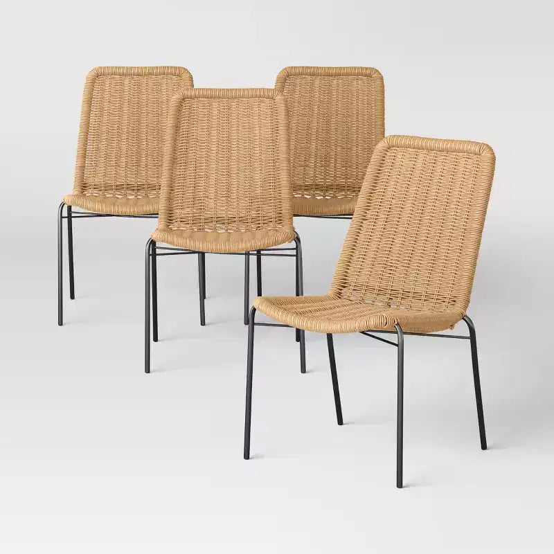 4pc Wicker Stack Armless Patio Dining Chairs Brown - Threshold™