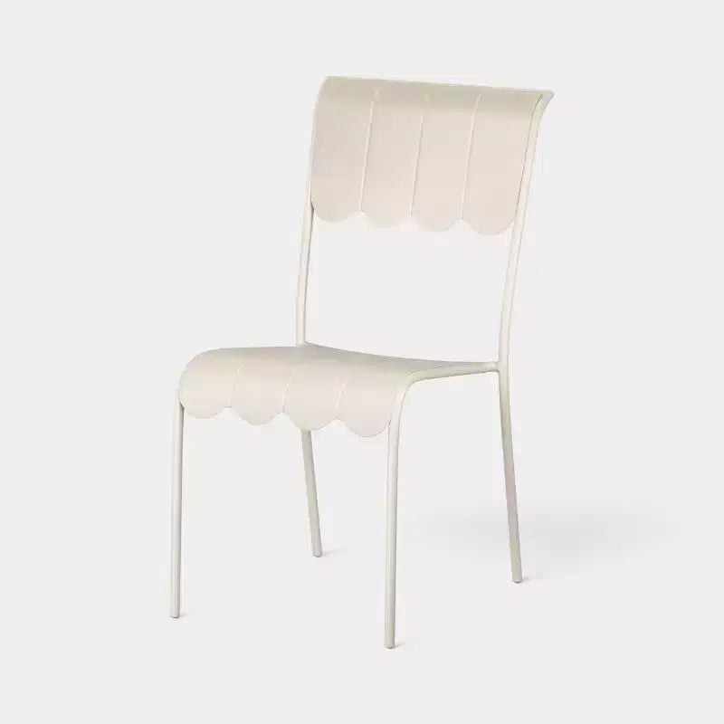 Scallop Slat Outdoor Armless Patio Dining Stacking Chair Cream - Room Essentials™