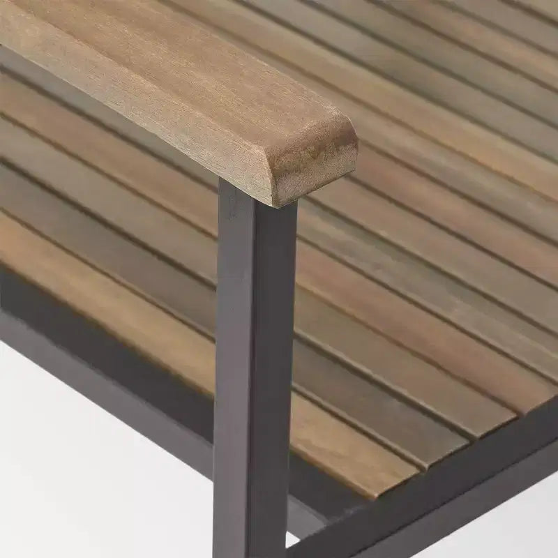 Lot de 2 chaises de salle à manger d'extérieur Bridget en bois et fer gris : lattes en acacia, résistantes aux intempéries - Christopher Knight Home