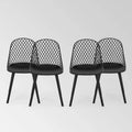Lily 4pk Resin Modern Dining Chairs - Black - Christopher Knight Home: Weather-Resistant, Polypropylene Frame, Armless Design