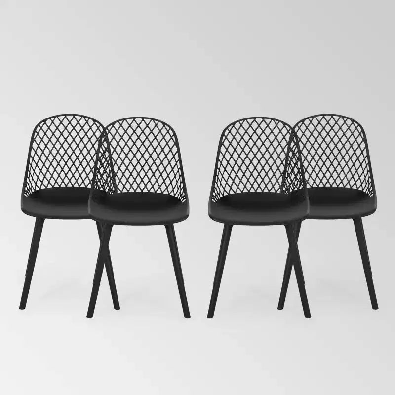 Lily 4pk Resin Modern Dining Chairs - Black - Christopher Knight Home: Weather-Resistant, Polypropylene Frame, Armless Design