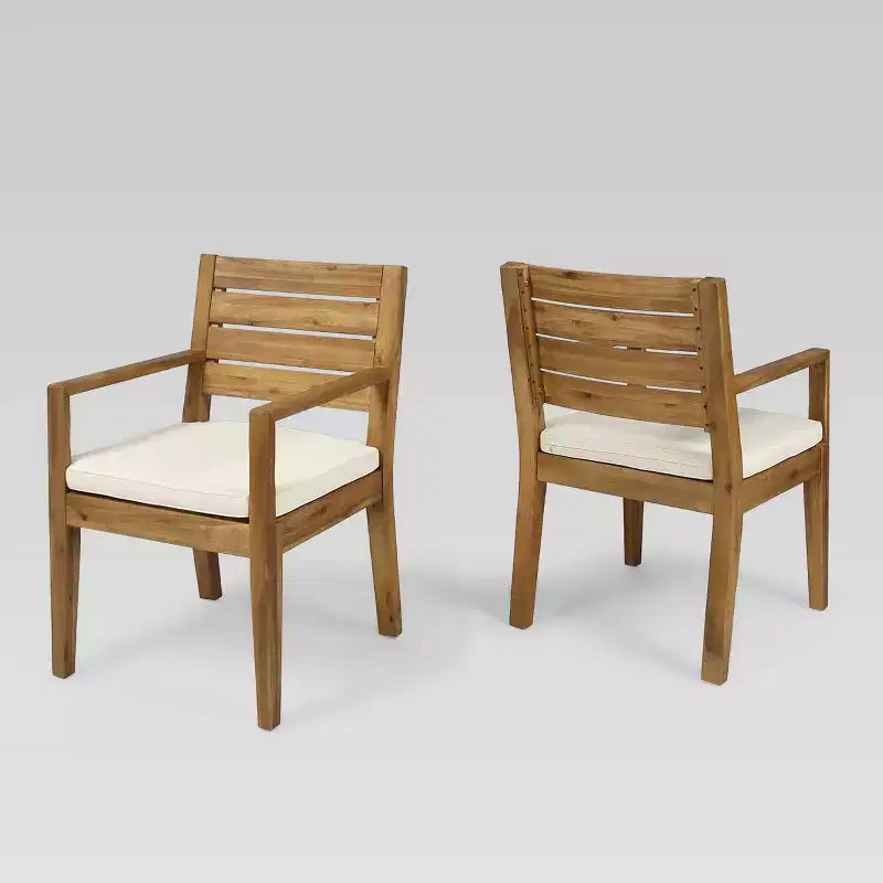 Nestor 2pk Acacia Wood Dining Chairs: Water-Resistant Cushions, Christopher Knight Home