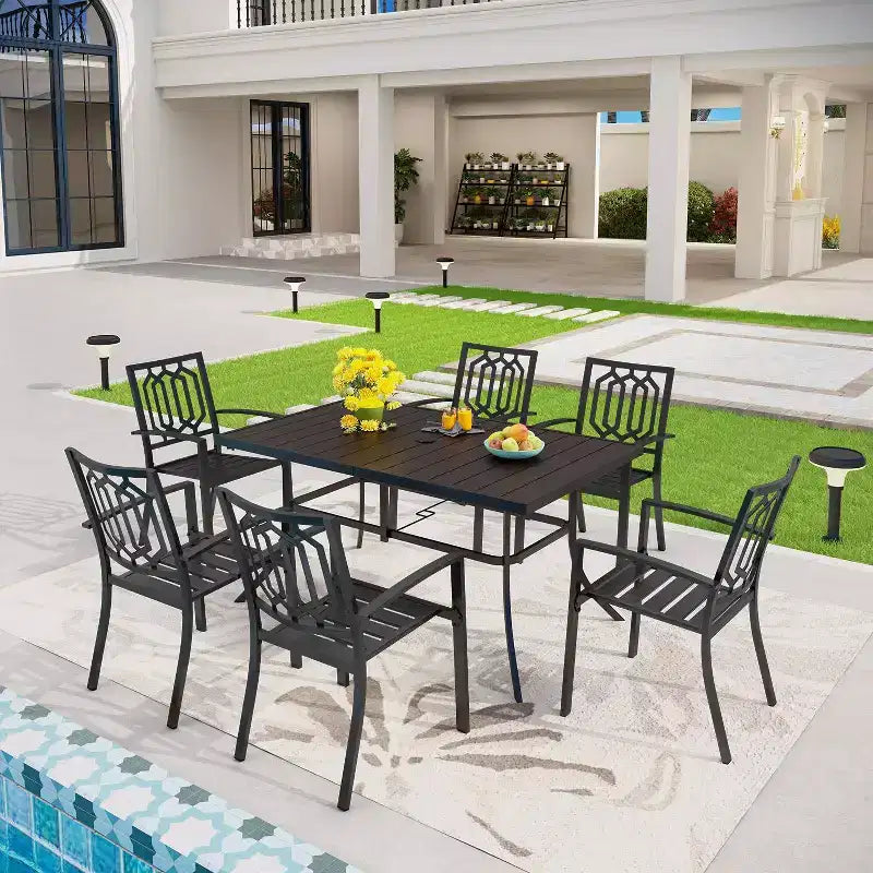 Lot de 4 chaises de bistrot empilables d'extérieur - Captiva Designs : Ensemble de mobilier de salle à manger en métal, résistant aux intempéries