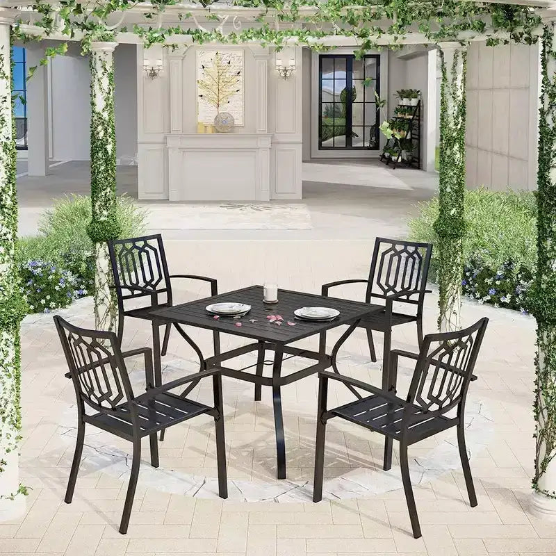 Lot de 4 chaises de bistrot empilables d'extérieur - Captiva Designs : Ensemble de mobilier de salle à manger en métal, résistant aux intempéries