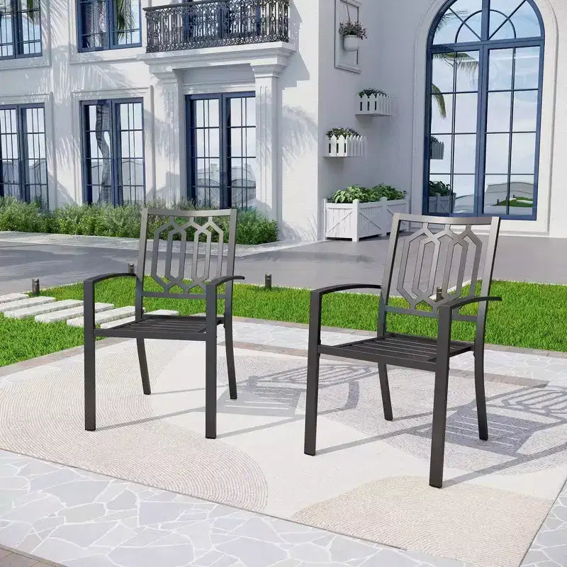 Lot de 4 chaises de bistrot empilables d'extérieur - Captiva Designs : Ensemble de mobilier de salle à manger en métal, résistant aux intempéries