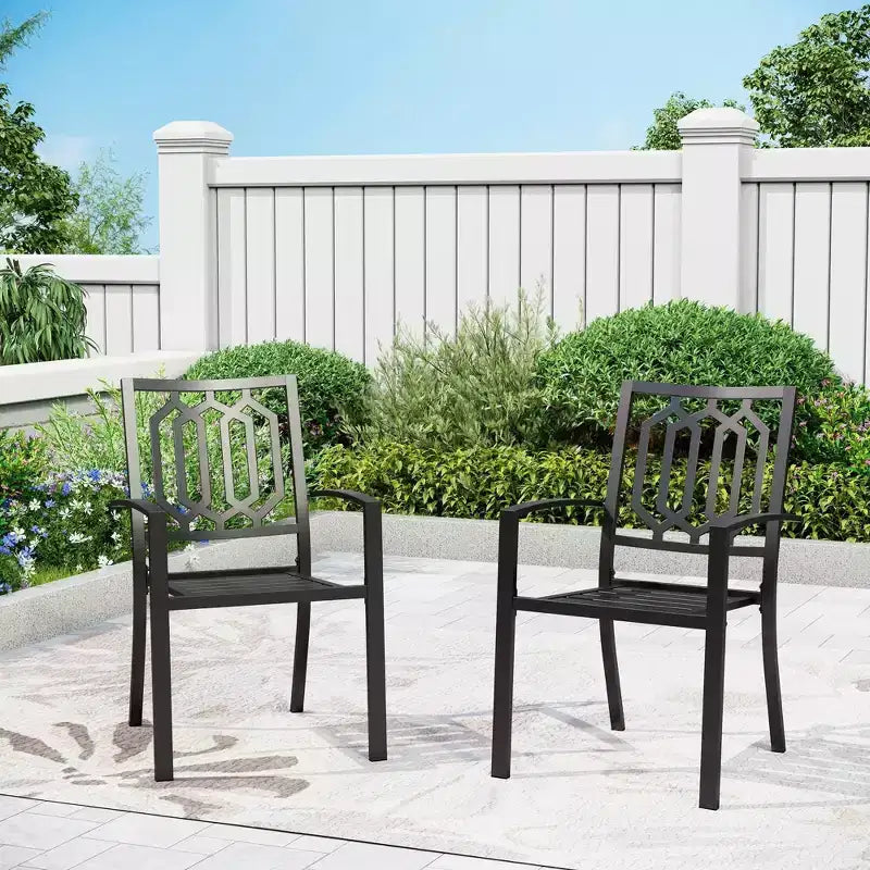 Lot de 4 chaises de bistrot empilables d'extérieur - Captiva Designs : Ensemble de mobilier de salle à manger en métal, résistant aux intempéries