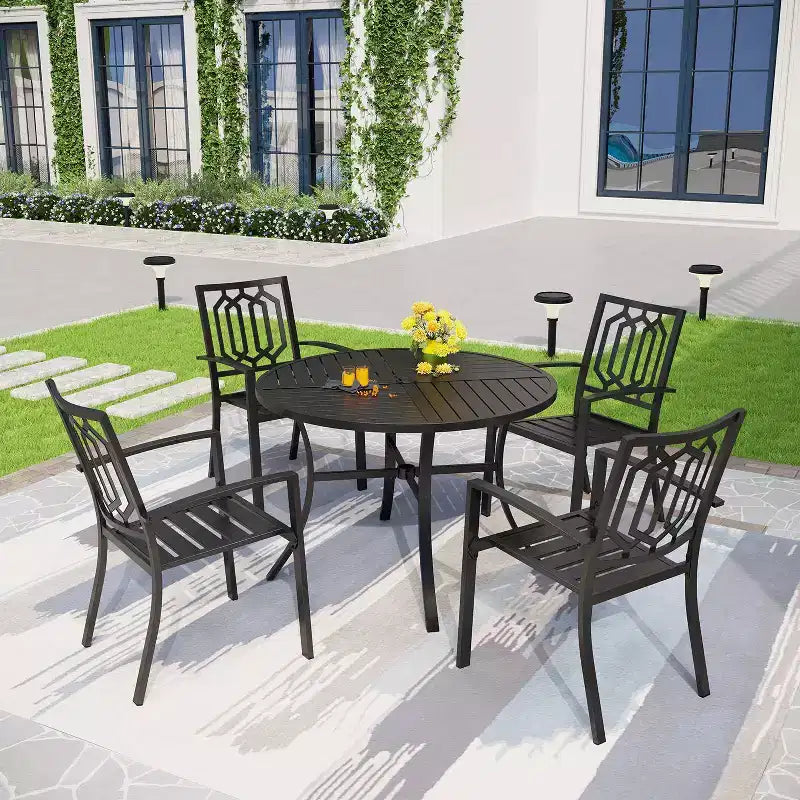Lot de 4 chaises de bistrot empilables d'extérieur - Captiva Designs : Ensemble de mobilier de salle à manger en métal, résistant aux intempéries