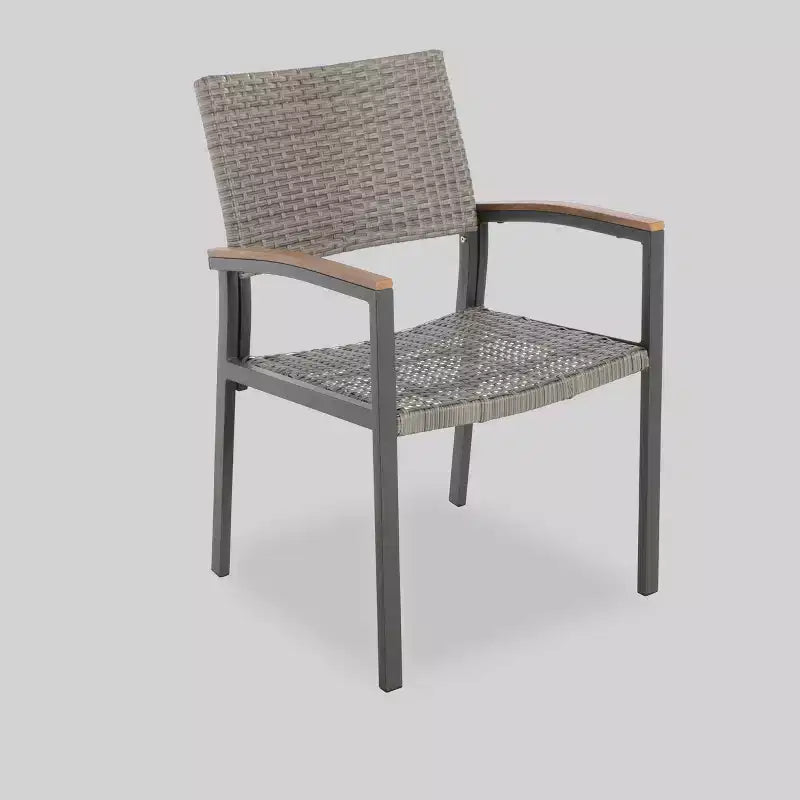 Chaises de salle à manger Luton 2 places en osier et aluminium pour patio – Gris – Christopher Knight Home