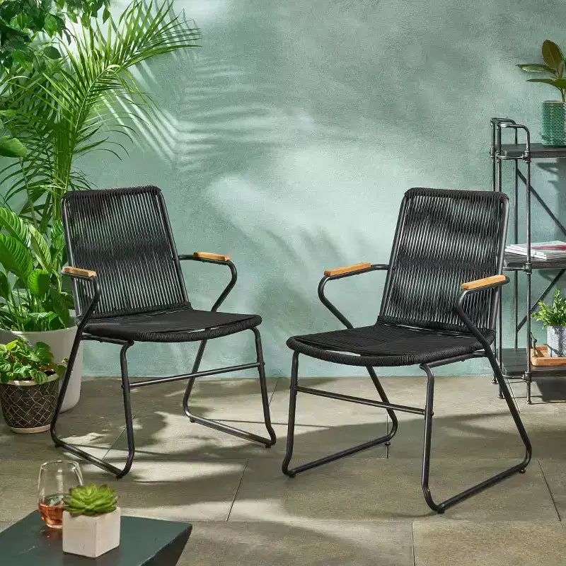 Moonstone - Lot de 2 fauteuils de club modernes en résine tressée : Cadre en fer résistant aux intempéries - Christopher Knight Home
