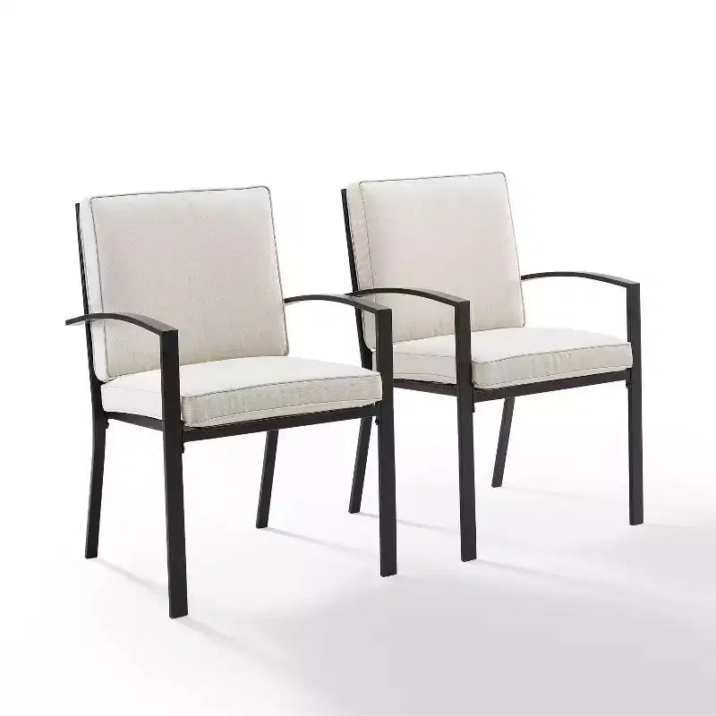 Kaplan 2pk Outdoor Dining Chair Oatmeal/Oil Rubbed Bronze - Crosley