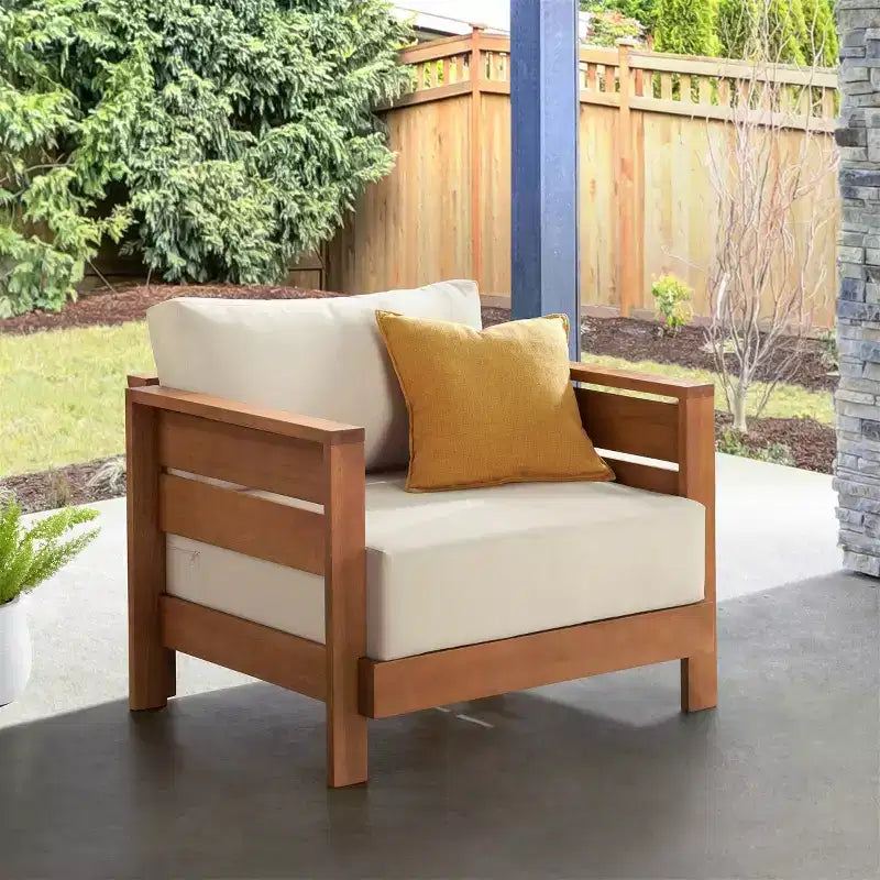 Alaterre Furniture Barton Outdoor Weather Resistant Arm Chair with Cushions and Zippered Covers
